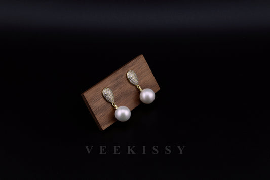 Luxury Edison Pearl Drop Earrings – Large Baroque Pearls with 18K Gold-Plated Sterling Silver & Pave Zirconia. Elegant Handmade Jewelry.