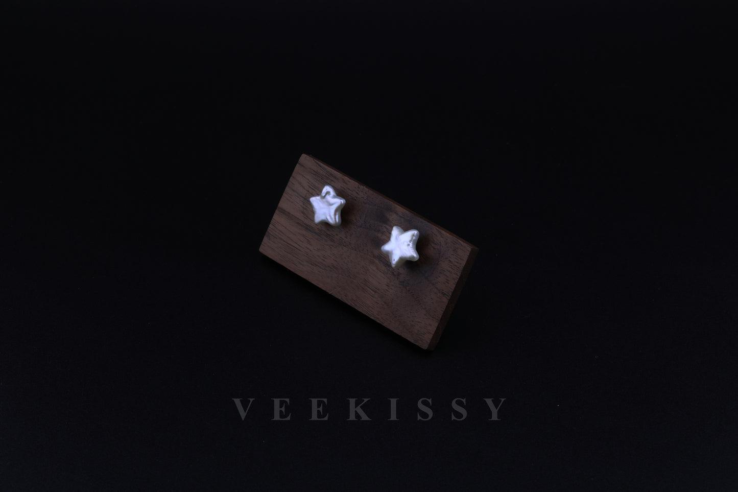 Celestial Star Baroque Pearl Stud Earrings – Handmade, Sterling Silver - VEEKISSY