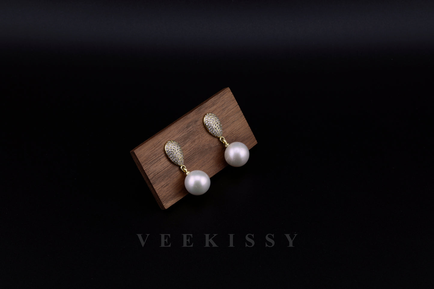 Luxury 12MM Edison's Pearl Drop Earrings – 18K Gold Plated Sterling Silver with Pave Zircon Accents - VEEKISSY