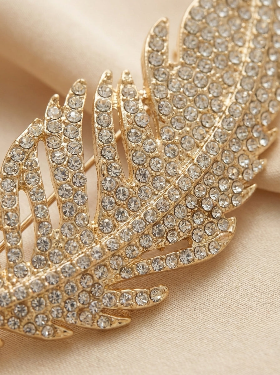 Golden Feather Plume Brooch - VEEKISSY