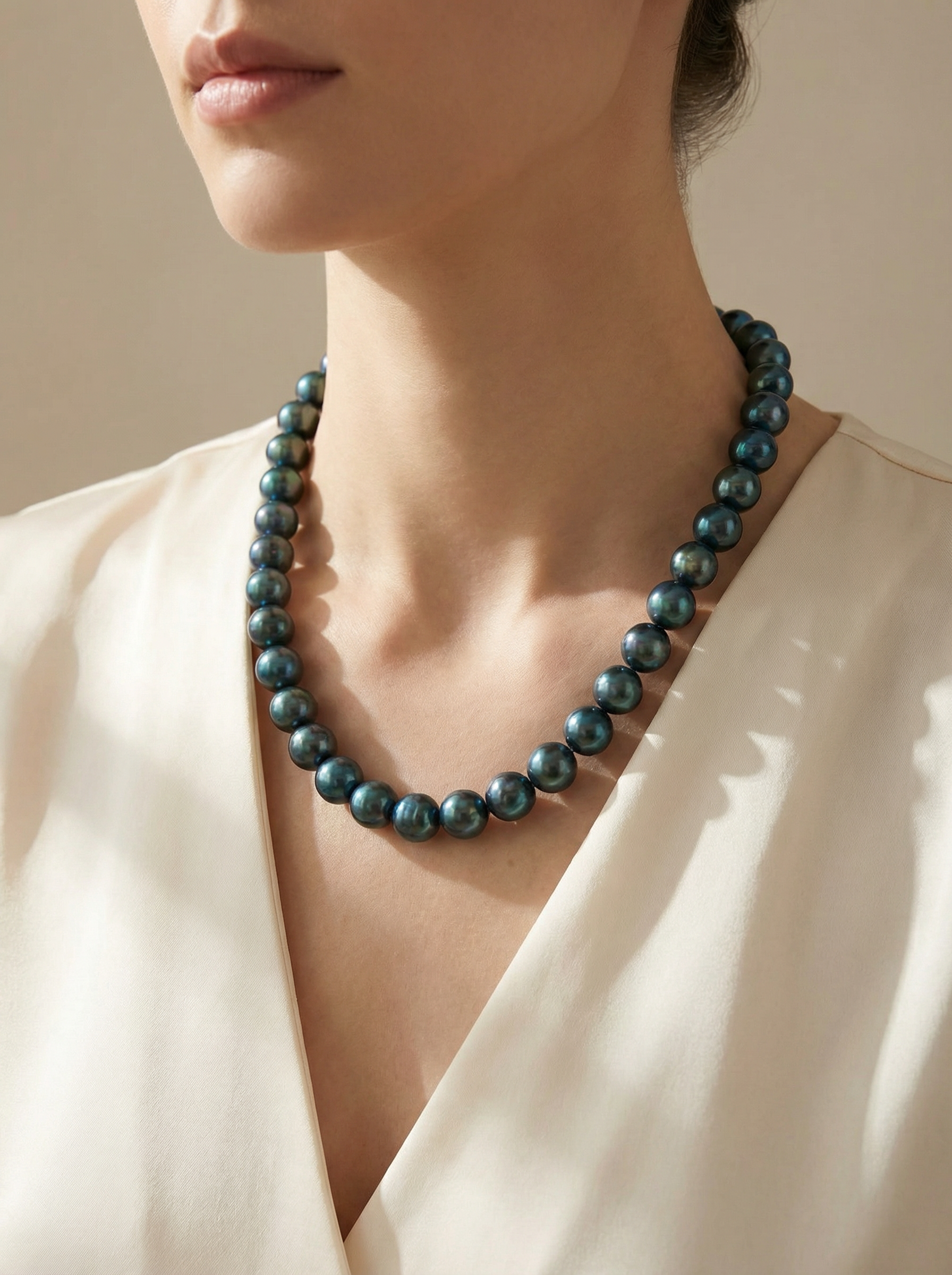 Midnight Teal Pearl Necklace - VEEKISSY