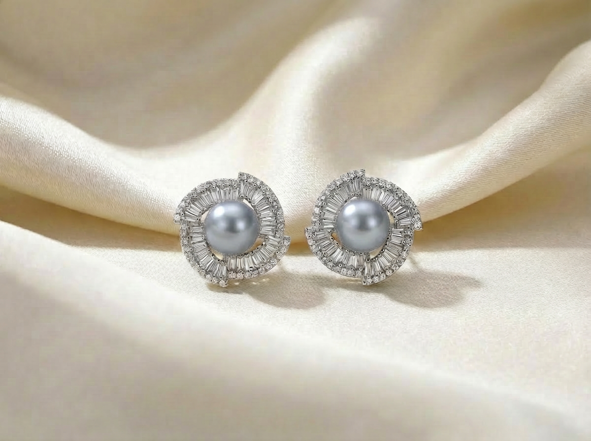 Akoya Blue Radiance Stud Earrings - VEEKISSY