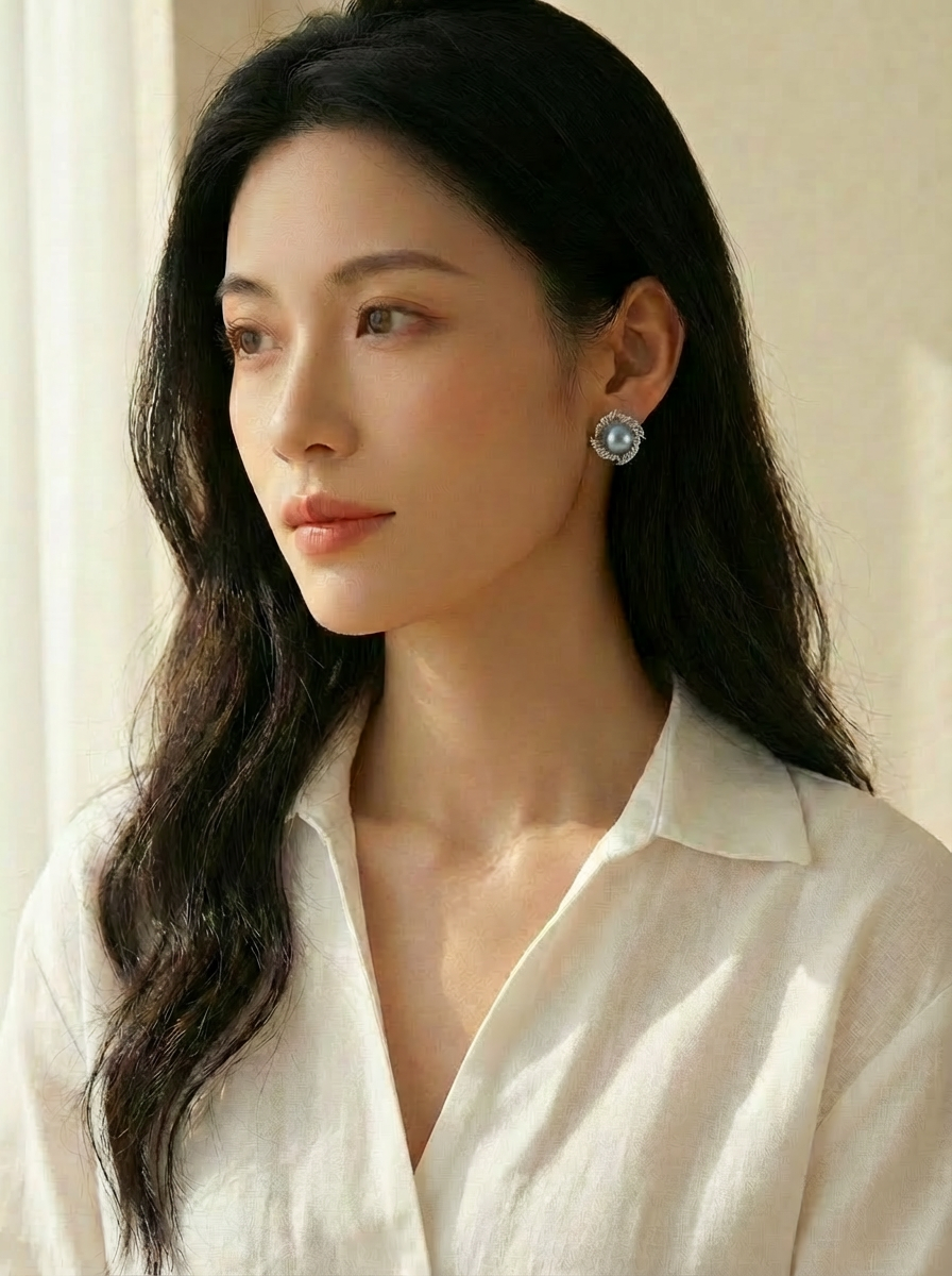 Akoya Blue Radiance Stud Earrings - VEEKISSY