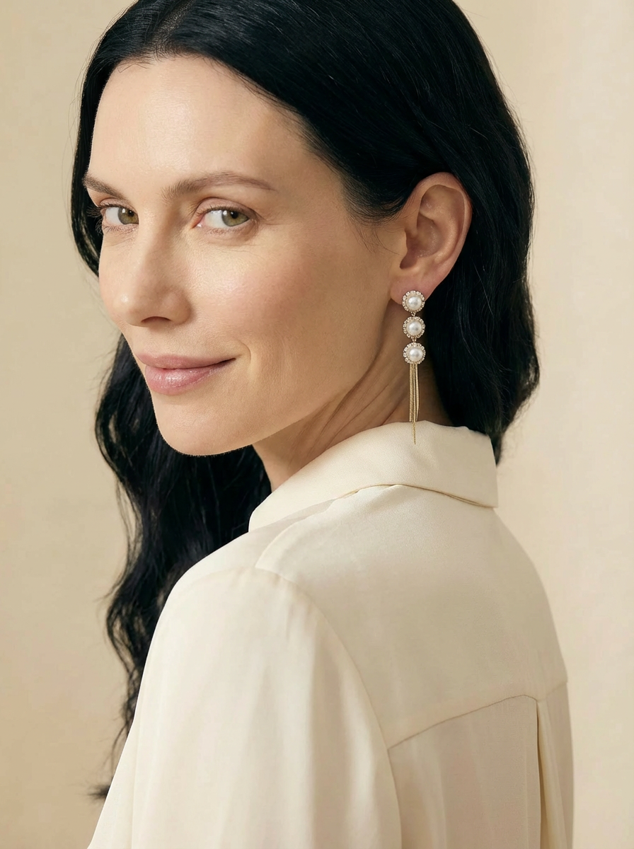 Triple Pearls Dangling Earrings - VEEKISSY