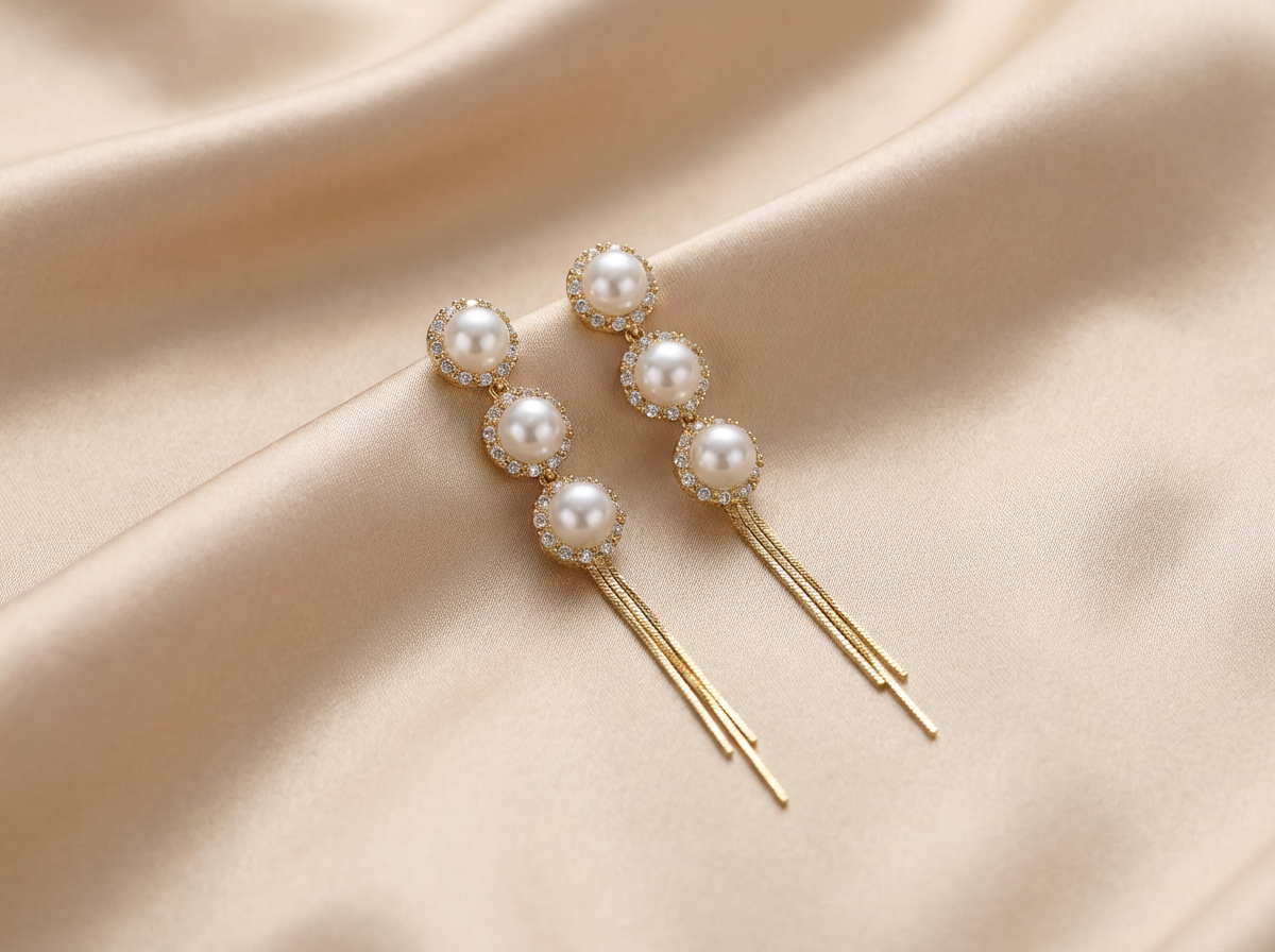 Triple Pearls Dangling Earrings - VEEKISSY