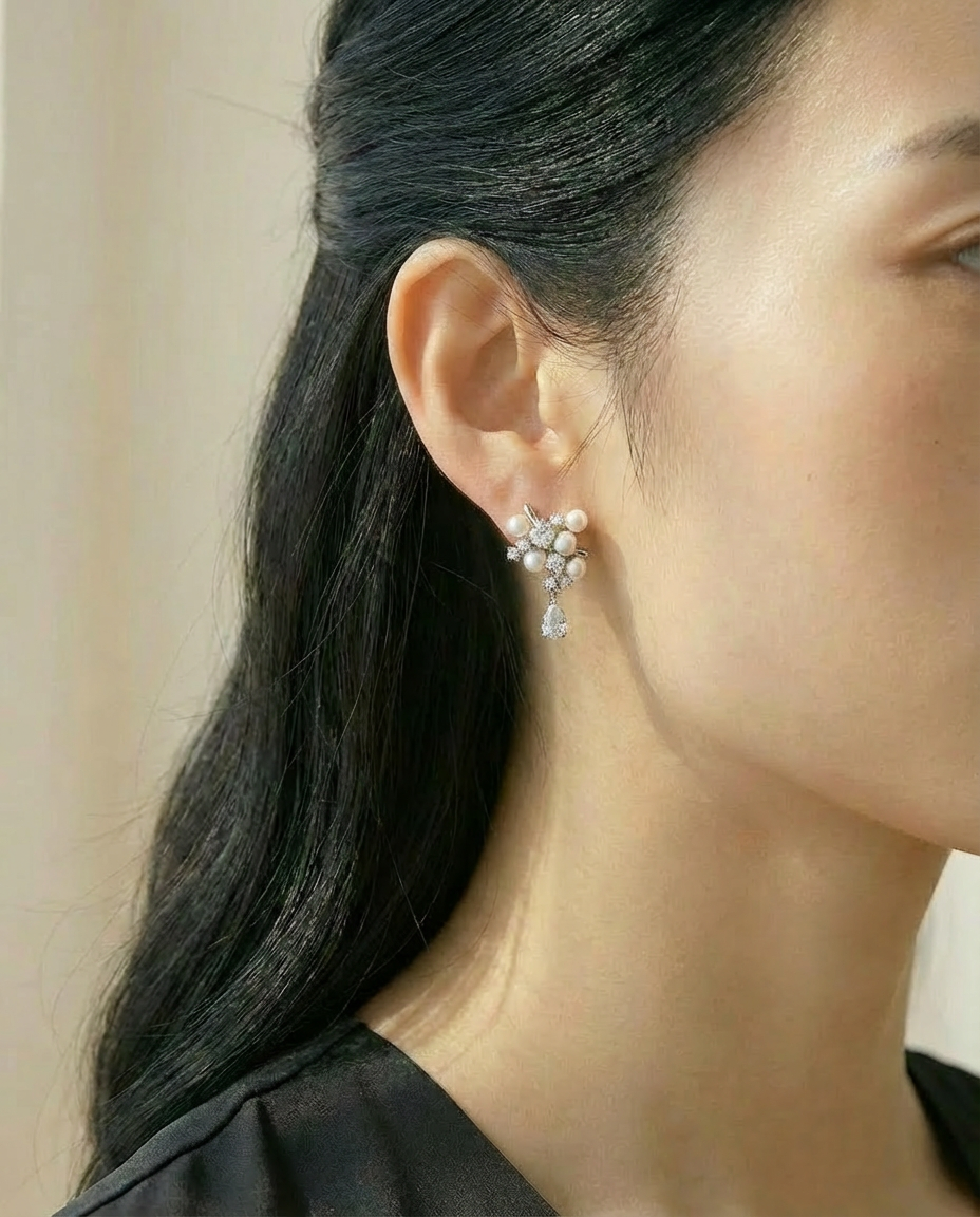 Freshwater Baby Pearls Blossom Earrings - VEEKISSY