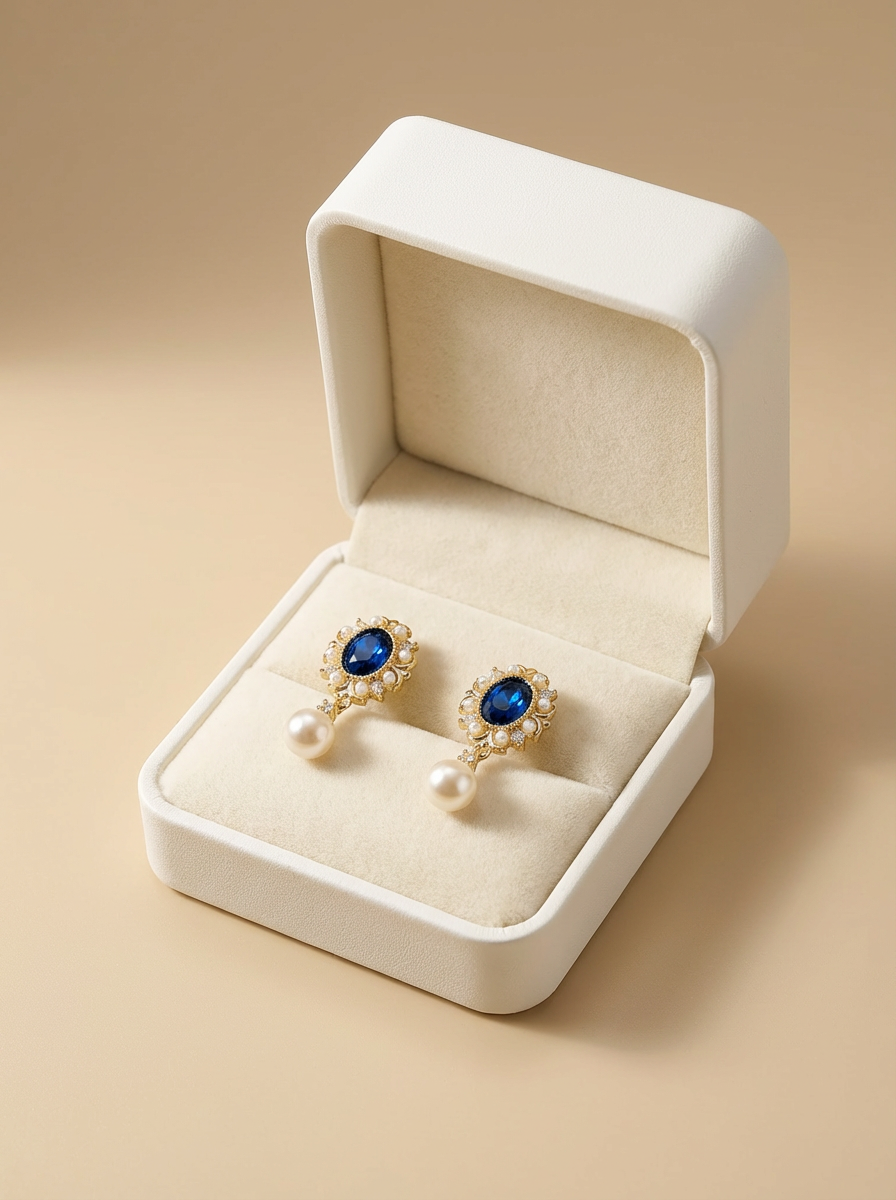 Royal Sapphire Freshwater Pearl Drop Earrings - VEEKISSY