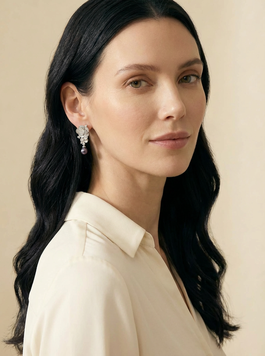 Nocturne Violet Pearl Earrings - VEEKISSY