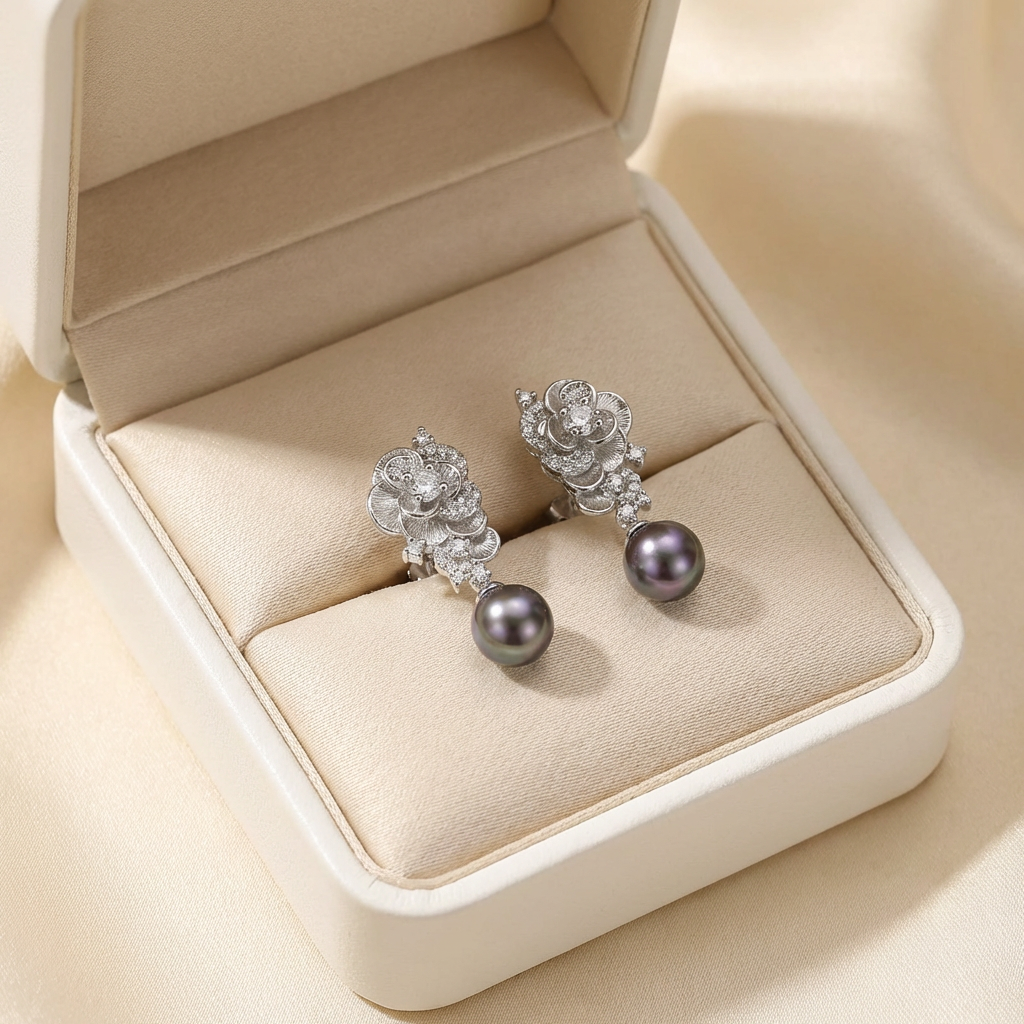 Nocturne Violet Pearl Earrings - VEEKISSY