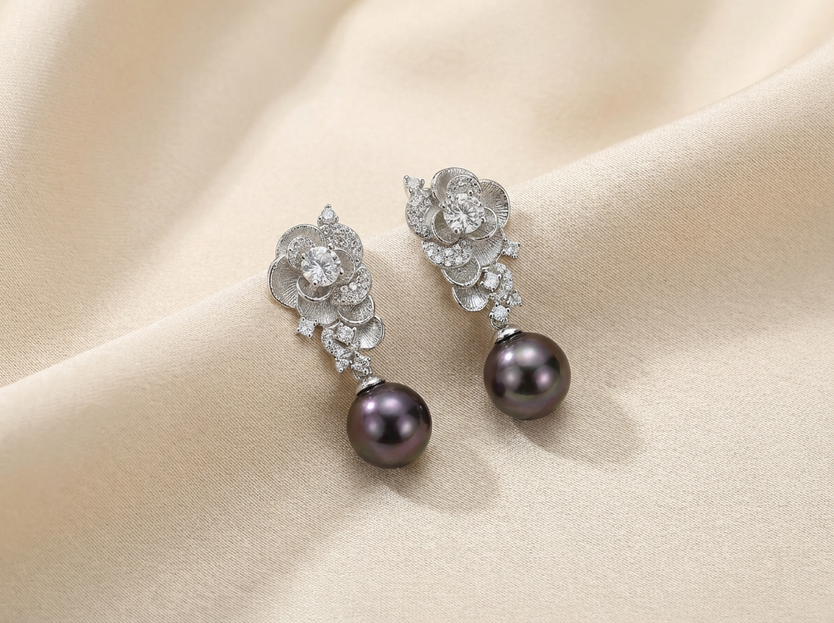 Nocturne Violet Pearl Earrings - VEEKISSY