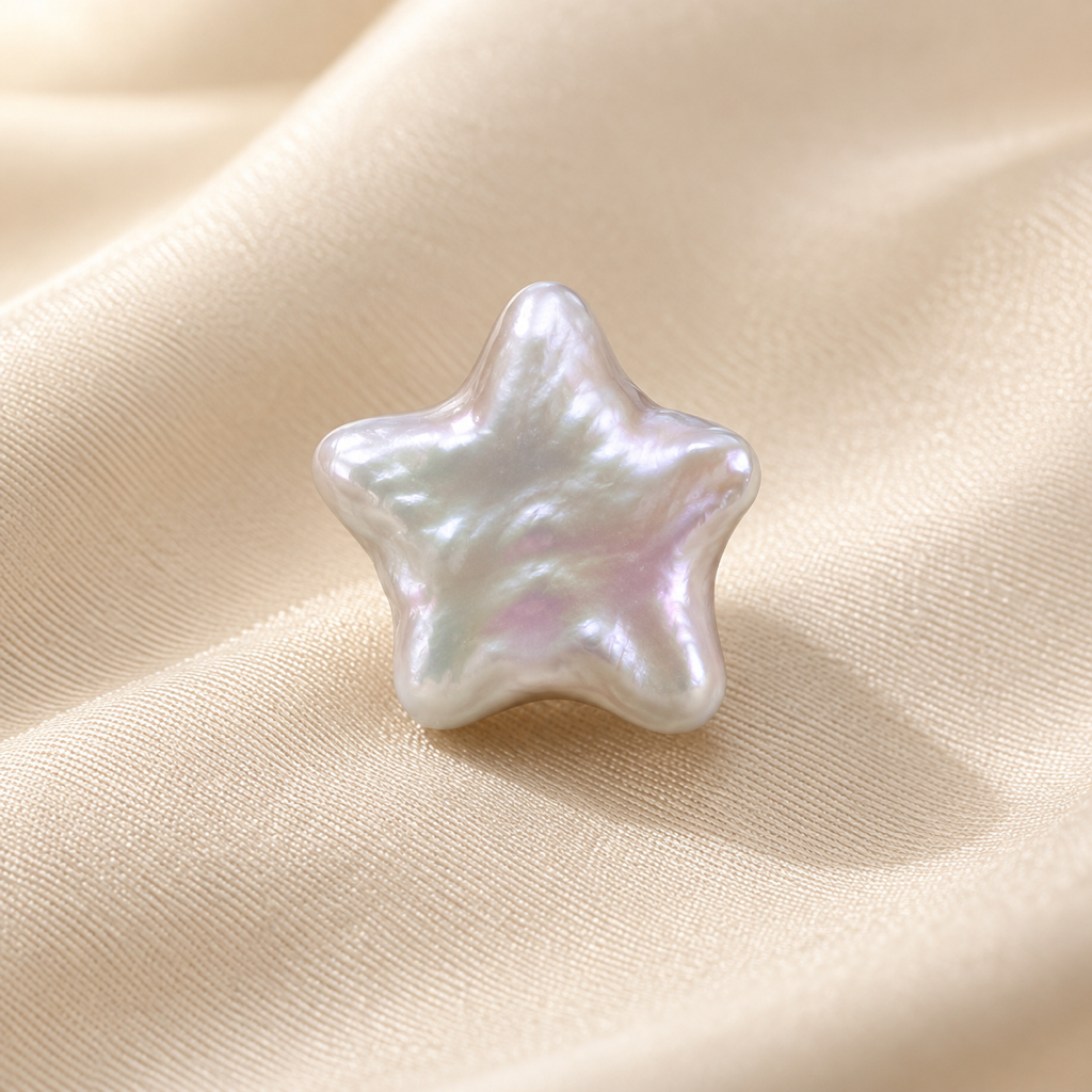 VEEKISSY celestial star pearl stud earrings, single earring close-up
