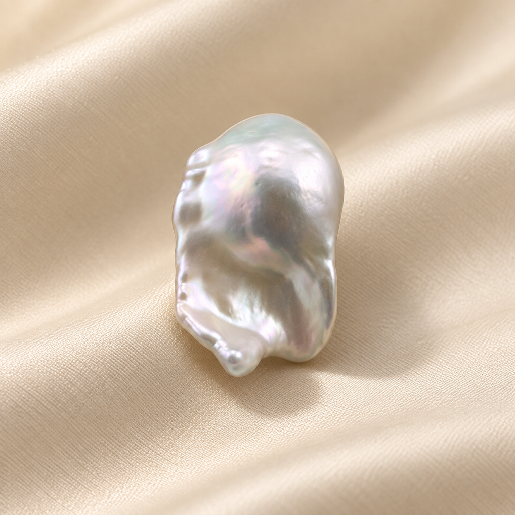 VEEKISSY elegant baroque pearl stud earrings, single earring close-up